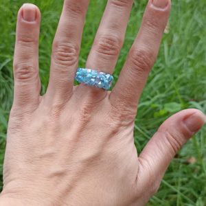 BAGUE 3 FLEURS BLEUE TAILLE 52 REFERENCE 2