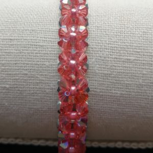 BRACELET FLEURS ROUGE ET GRIS V