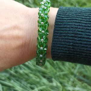 BRACELET FLEURS AC VERT