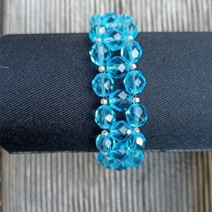 BRACELET FACETTES ET ROCAILLES BIS BLEU F