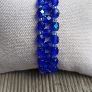 BRACELET FACETTES ET ROCAILLES BIS BLEU C