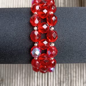 BRACELET FACETTES ET ROCAILLES BIS ROUGE G