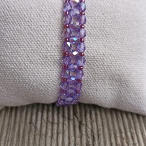 BRACELET FACETTES ET ROCAILLES VIOLET 3