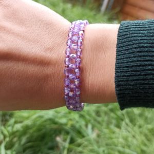 BRACELET FACETTES ET ROCAILLES VIOLET 3