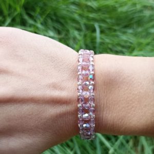 BRACELET FACETTES ET ROCAILLES VIOLET 12