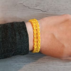 BRACELET FACETTES ET ROCAILLES JAUNE REF 21