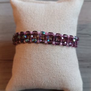 BRACELET FACETTES ET ROCAILLES VIOLET REF 16