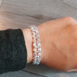 BRACELET FACETTES ET ROCAILLES REF 15 BLANC