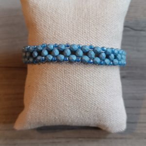 BRACELET FACETTES ET ROCAILLES REF 22 BLEU