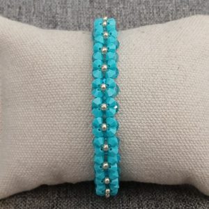 BRACELET AIMANTE FLEURS BLEU REF C