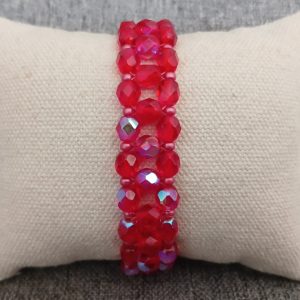 BRACELET FACETTES ET ROCAILLES BIS ROUGE REF H