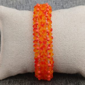 BRACELET FLEURS 2 RANGS ORANGE REF 8